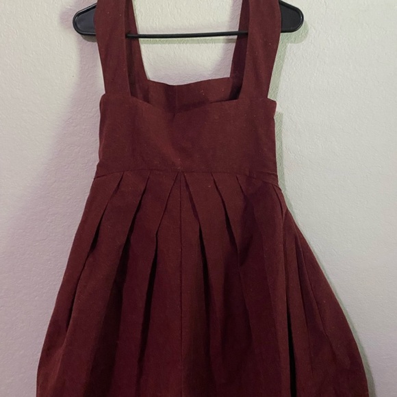 ALUF Brazilian Designer Docs Burgundy Pleated Barrel Leg Cottagecore Jumpsuit M - Picture 13 of 16